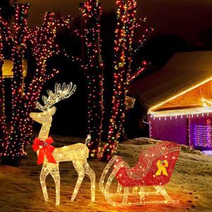 Courtyard Elk 3000V 360W Christmas Lights Decoration 74*20*120cm Christmas Lighted Elk Ornament - Product Image 1