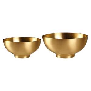 Juego de Tazones de Metal Dorado, Tazones Apilables Grandes, Medianos y Pequeños para Servir en la Cocina, Tazones de Metal Decorativos Modernos para Comer - Product Image 1