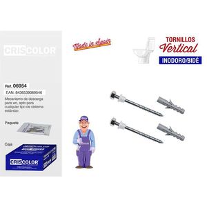 Set di viti verticali Criscolor per valvola di scarico WC per cisterne standard, prodotto in Spagna - Product Image 1