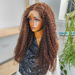 <b>Cheap</b> Ombre Dark Brown Burmese Curly Full Lace <b>Wig</b> Human Hair <b>Wigs</b> Raw Cuticle Aligned Lace Front <b>Wig</b> for Black Women - Product Image 3