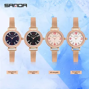 Reloj de cuarzo, reloj informal personalizado y sencillo para parejas, calendario moderno, reloj impermeable con diamantes incrustados. - Product Image 4