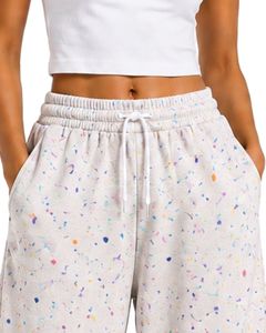 Customized <b>White</b> Paint Splatter Women Wide Leg Sweatpants High Waist Casual Streetwear Lounge Fleece Trousers With Pockets - Product Image 5