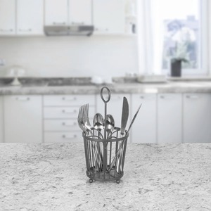 Porte-ustensiles simple en argent fini pour la restauration, les cafétérias, les tables de repas en plein air et l'utilisation quotidienne sur le comptoir de cuisine - Product Image 6