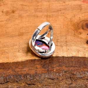 Anillo ovalado de cobre con turquesa y forma de ostra, ajustable, de plata de ley 925, hecho a mano, estilo bohemio, regalo para mujer - Product Image 5