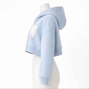 Sudadera con capucha corta de mezcla de algodón para mujer, con cremallera, 300g, estampado de letras London, estilo oversize Y2K, fabricación en India (OEM/ODM) - Product Image 4