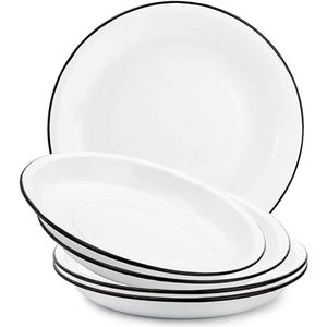 Round Enamel Charger Plates Rustic Tableware Metal Dinner Plate for Wedding Party Catering Decorative Kitchen Serving Tray Plate - Product Image 4