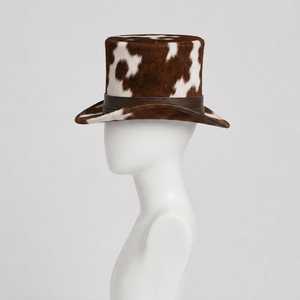 Chapeau de cowboy en cuir et fausse fourrure avec broderie 3D personnalisée motif vache, style européen et américain, unisexe adulte, toutes saisons, pour fêtes - Product Image 2