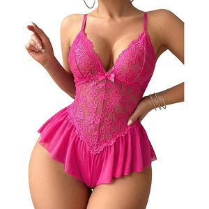 Traje de cuerpo completo para mujer, moderno, transpirable, con patrón de malla, de color liso, atractivo. - Product Image 1