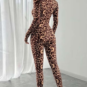 Combinaison de yoga pour femme, manches longues ou sans manches, taille haute, coupe ajustée, longueur intégrale, extensible, en Spandex et Polyester, haute élasticité - Product Image 4