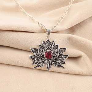 Vintage Natural Rubellite Lotus Charm <b>Pendant</b> 925 Sterling <b>Silver</b> Pink Gemstone Engagement Gift <b>for</b> <b>Men</b> & Women Certified - Product Image 2
