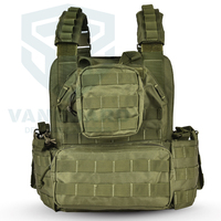 Gilet tactique porte-plaques en polyester vert OD robuste, réglable à dégagement rapide, résistant à l'eau, pour la chasse et les activités de plein air
