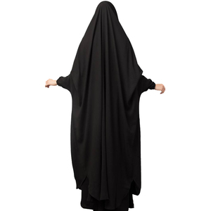 Abaya noire longue jusqu'au sol pour femme, robe ample à manches longues, coupe modeste, à capuche, couleur unie, en polyester, pour usage quotidien, style Moyen-Orient - Product Image 2