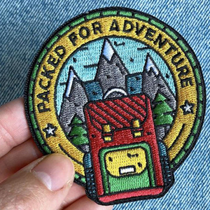 Parche bordado para mochila de montaña, aplique de tela termoadhesivo circular, diseño de parche temático de aventura - Product Image 6