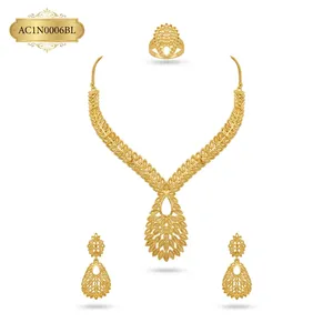 New Designer 24K Gold Plated Flower Shape <b>Charm</b> Necklace Set with Box Chain for Women's Nigerian Fashion Necklace - Product Image 2