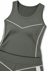 Women Plus Size 2 Piece Yoga Set Scoop Neck <b>Racerback</b> <b>Tank</b> <b>Top</b> High Waist Shorts Contrast Stitch Seamless Spandex 220g Sportwear - Product Image 5