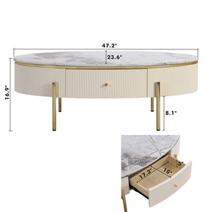 Tavolino Moderno Ovale con 2 Grandi Cassetti per Conservazione e Organizzazione - Product Image 6
