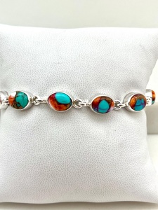 Bracelet ajustable en argent sterling 925 avec turquoise naturelle, 7-8 pouces, bijoux en pierres précieuses faits à la main pour hommes et femmes - Product Image 6
