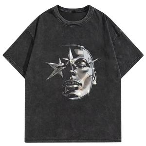 Venta caliente Vintage ácido lavado camiseta para hombres 100% algodón suave personalizado Pakistán tendencia método de impresión Digital - Product Image 1