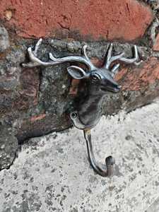 <b>Cast</b> Iron Deer Head Wall Hook Antique Metal Stag Antler Coat Hanger Decorative Animal Wall Mounted Hook for Home Hotel Decor - Product Image 3