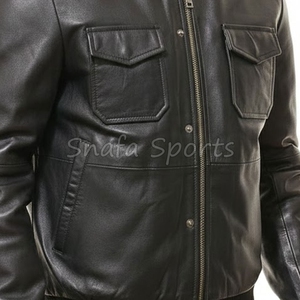 Meilleur prix Veste imperméable coupe-vent en cuir véritable de qualité supérieure pour homme Teinte unie pour l'hiver Disponible en toutes tailles Vente en ligne disponible - Product Image 3