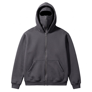 Sweat à capuche cagoule zippé intégral en polaire épaisse personnalisé, style streetwear uni, pour homme, tenue thermique d'hiver - Product Image 3