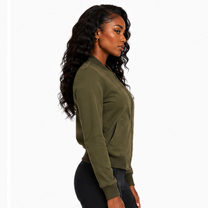 Chaqueta Bomber Personalizada con Cierre de Cremallera para Mujer, Chaqueta de Invierno de Tejido Softshell, Cuello Mao, Bolsillos Laterales, Chaqueta Impermeable para Mujer - Product Image 3