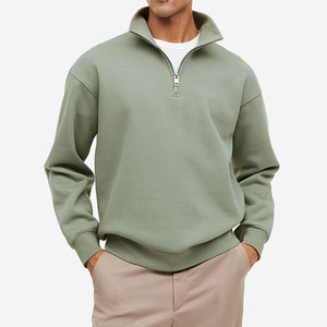 Sweat-shirt à col montant zippé pour homme, coupe classique, couleur unie, en molleton bouclette, décontracté, manches longues, pour l'automne - Product Image 5