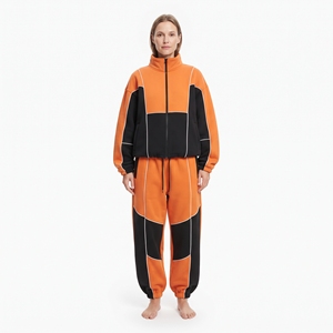 Ensemble de survêtement d'automne pour femmes, veste à col montant zippée et pantalon assorti - Product Image 3