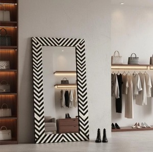 <b>Rectangular</b> Decorative <b>Mirror</b> with Black and White Chevron Frame Handmade MDF Minimalist Style Wall <b>Mirror</b> for Home Decoration - Product Image 6
