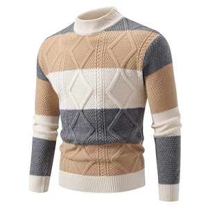 Suéteres de Punto para Hombre, Suéteres con Cuello Redondo y Diseño de Patchwork, Pullovers de Punto, Ropa Casual para Hombre - Product Image 1
