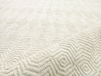 Tapis rectangulaire de style bohème en laine biologique noué à la main, à poils moyens, antidérapant, tissage plat, motif géométrique, couleur ivoire