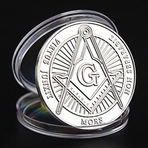Moneda Conmemorativa Masónica Plateada VIRTUS JUNXIT MORS NON SEPARABIT de la Logia Azul Maestra Masona - Product Image 3