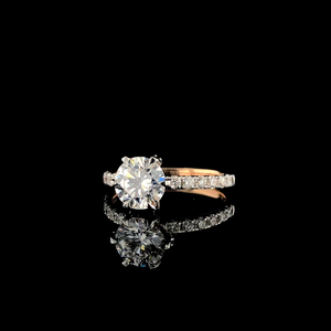 Anillo de Compromiso con Diamante Cultivado en Laboratorio, Corte Redondo, Oro Blanco de 14K con Baño de Rodio, Estilo Moderno, Certificado IGI, Color E, VVS2, para Mujer - Product Image 4
