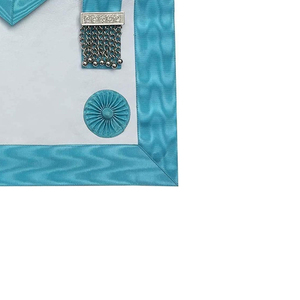 Custom Embroidered Masonic Apron Blue White Classical Style <b>Sew</b>-On Badge Garment Decoration Beads Trim - Product Image 5