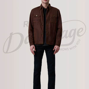 เสื้อแจ็คเก็ตผ้าฝ้ายสีน้ำตาลทรงสลิมฟิตแบบลำลองติดกระดุม น้ำหนักเบา สไตล์ยูทิลิตี้ เสื้อคลุมแฟชั่นแนวสตรีทแวร์ - Product Image 5
