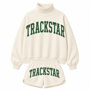 ชุดกีฬาผู้หญิง เสื้อคอเต่าปักลาย Trackstar พร้อมกางเกงขาสั้น รุ่น TS-SET-018 - Product Image 1