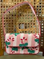 Mini pochette en perles de qualité supérieure pour femmes, motifs embellis, artisanat raffiné, doublure en nylon, idéale pour la Saint-Valentin
