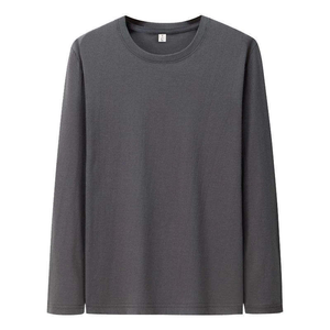 T-shirt décontracté pour homme, blanc, à manches longues, col rond, tricoté, coupe classique, couleur unie, en Spandex/Polyester, design uni, logo sur le devant - Product Image 3