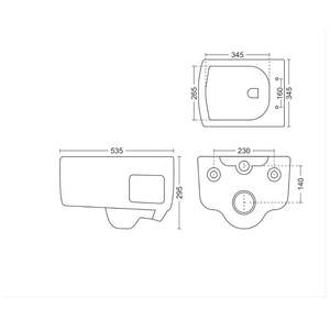 Inodoro suspendido de pared de forma dinámica, moderno y duradero, 535x345x295mm, cerámica sanitaria, para uso comercial en baños. - Product Image 6
