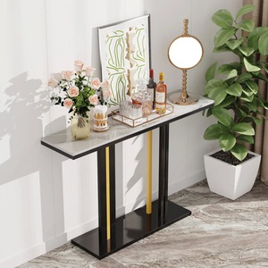 Table console en acier de qualité supérieure avec base de pieds sculptés artistiquement, décoration de luxe pour l'entrée, le couloir, le hall, les espaces de vie modernes - Product Image 3