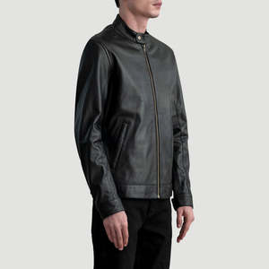 OEM Custom Ray Cutler <b>Brown</b> <b>Leather</b> Bomber <b>Jacket</b> Waterproof Winter Stand Collar Streetwear Zipper Closure Cotton Lining <b>Men</b> - Product Image 3