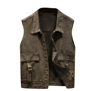 Gilet à capuche en jean uni pour homme, style urbain, couleurs personnalisables, respirant, écologique, séchage rapide, vêtement d'extérieur en coton pour l'automne - Product Image 3