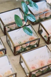 <b>Rectangular</b> Brass Plated Glass Jewelry Box With Lid Elegant Storage Case - Product Image 5