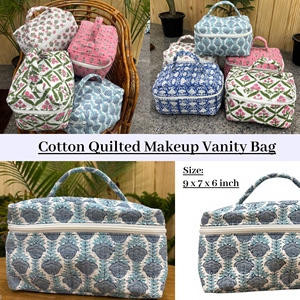 High quality quilted cotton <b>makeup</b> bag handmade cosmetic pouch zipper vanity organizer travel toiletry storage reusable <b>case</b> - Product Image 1