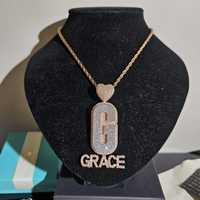 Pendentif Croix Hip Hop en Argent Plaqué 925 avec Lettre Initiale Personnalisée, Breloque Moissanite, Anneau Cœur, Micro-Incrustation de Strass, Bijoux pour Homme