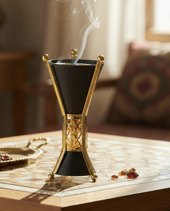 Brûleur à Bakhoor en métal de luxe avec couvercle, brûleur à encens arabe décoratif, Mabkhara, brûleur à charbon pour la décoration de la maison et des hôtels - Product Image 1