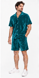 soft velour <b>shirt</b> shorts summer combination relaxed fit breathable material wholesale unisex <b>velvet</b> <b>shirt</b> and short casual - Product Image 5