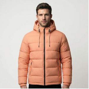 Parkas de invierno de talla grande para hombre, chaquetas acolchadas negras sólidas, capucha acolchada con burbujas desmontable, abrigos impermeables de tela de piel ligera para hombre - Product Image 1