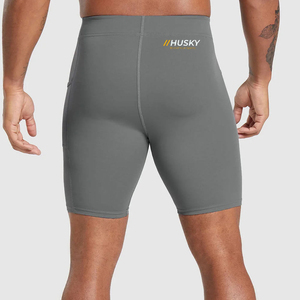 Shorts de Compresión Unisex de Nailon y Spandex, Cintura Alta Elástica, Bolsillo Oculto, Logotipo Personalizado, Secado Rápido, Ligeros, Transpirables, hasta la Rodilla - Product Image 4