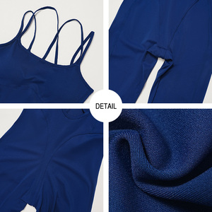 Combinaison de sport pour femme à séchage rapide, sans manches, dos croisé, avec rembourrage amovible, extensible, pour le yoga et l'entraînement, style décontracté - Product Image 2